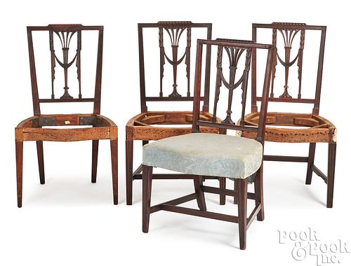 Four similar Federal mahogany dining chairs
