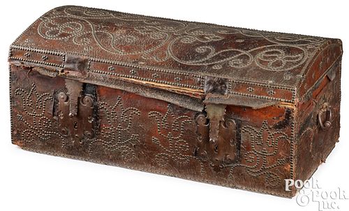 German leather covered dome lid trunk, 18th c.