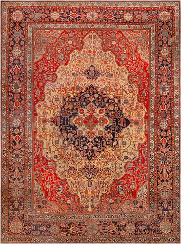 From Davide Halevim Collection Antique Persian Mohtashem Kashan Rug 10 ft 11 in x 7 ft 10 in (3.32 m x 2.38 m)