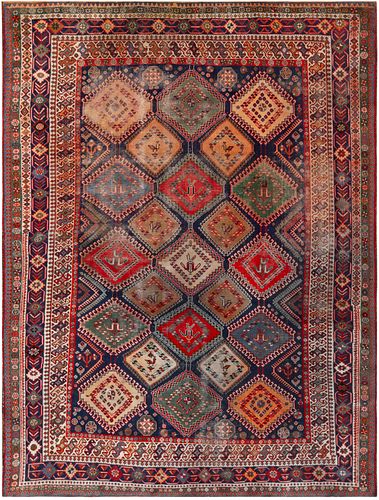 Antique Persian Yalameh Rug 10 ft 0 in x 7 ft 3 in (3.04 m x 2.2 m)