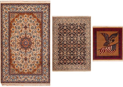Vintage Silk & Wool Persian Nain Rug+Vintage Silk & Wool Persian Isfahan Rug+Vintage Persian Kashan Rug 3 ft 10 in x 2 ft 8 in (1.16 m x 0.81 m)+5 ft 