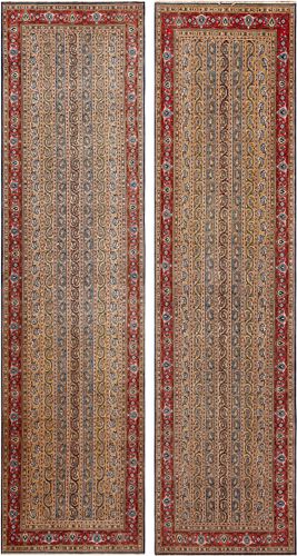 Pair Of Vintage Persian Qum Runner Rugs 13 ft 9 in x 3 ft 7 in (4.19 m x 1.09 m)+13 ft 7 in x 3 ft 6 in (4.14 m x 1.06 m)
