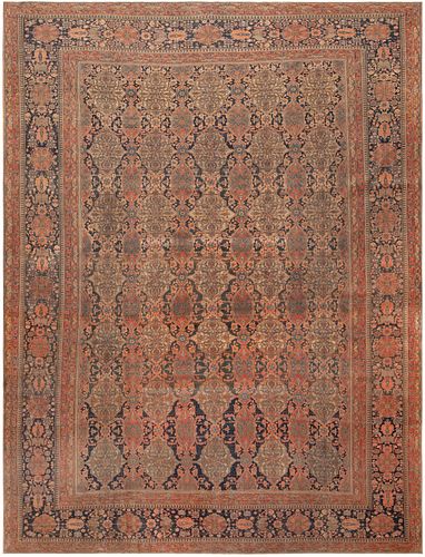 Antique Persian Mohtashem Kashan Rug 13 ft 4 in x 10 ft 0 in (4.06 m x 3.04 m)
