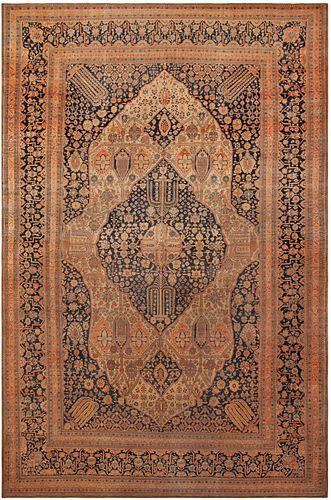 Large Antique Persian Mohtashem Kashan Rug 17 ft 11 in x 11 ft 8 in (5.46 m x 3.55 m)