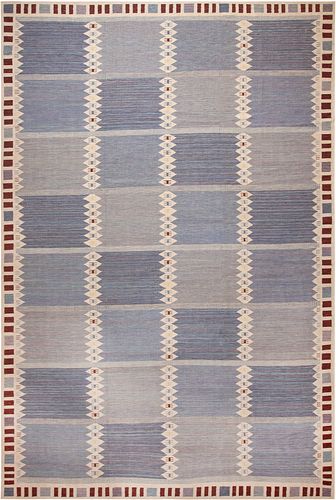 Large Flatwoven Scandinavian Modern Swedish Design Contemporary Rug 17 ft 10 in x 11 ft 9 in (5.44 m x 3.58 m)