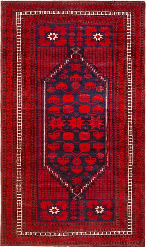No Reserve Vintage Persian Balouch Rug 6 ft 3 in x 3 ft 8 in (1.9 m x 1.11 m)