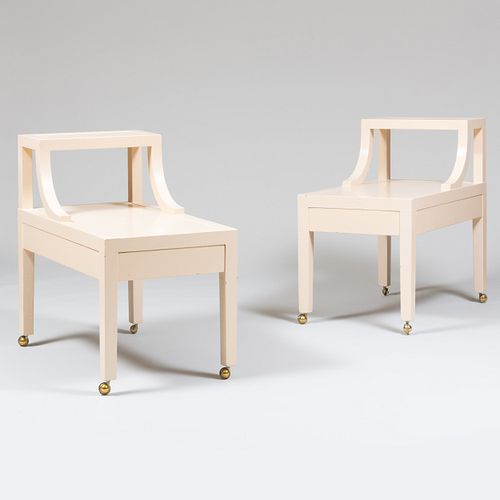 Pair of Modern Cream Painted Bedside Tables, Designed by Parish Hadley