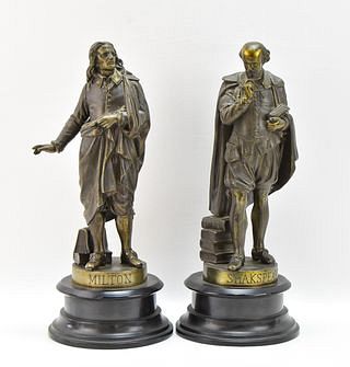 BRONZE STATUES SHAKESPEARE AND MILTON