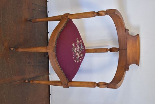 VICTORIAN HAND CARVED WALNUT WITH NEEDLEPOINT CORNER CHAIR