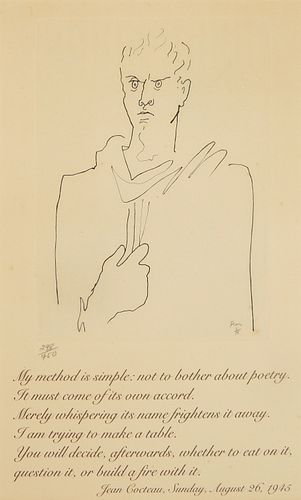 Jean Cocteau (French 1869-1963) etching