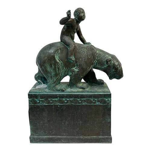 Boy and Bear Metal Sculpture 
