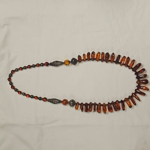 Amber, Sterling Silver Necklace