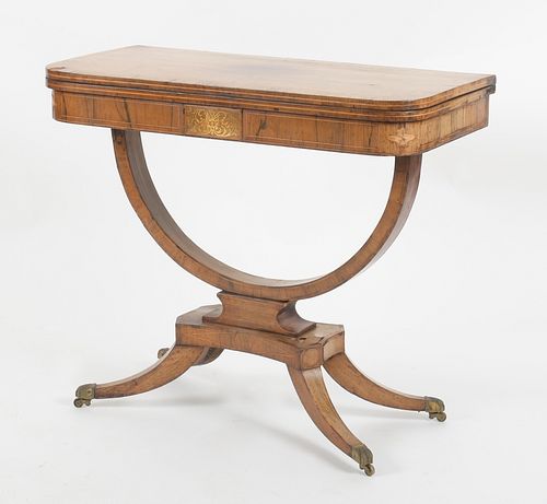 Regency Cut Brass Inlaid Rosewood Games Table