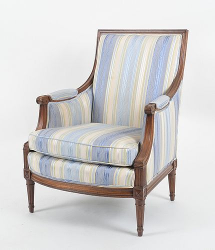 Louis XVI Style Carved Bergere, 20th Century