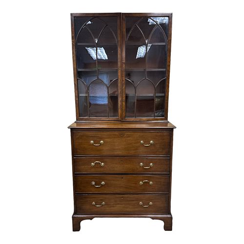Glass Front Secretary with Drawers Below