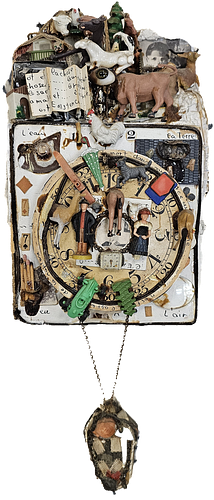 Assemblage Tramp Art 'Clock' 