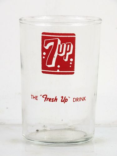1965 7up ("Fresh Up" Red) 3½ Inch Tall ACL Drinking Glass 