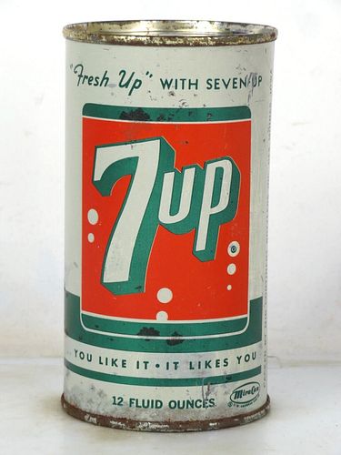 1965 7up Des Moines Iowa 12oz Juice Top Can 