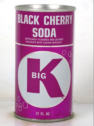 1969 Big K Black Cherry Soda Wesco Cincinnati Ohio 12oz Ring Top Can 
