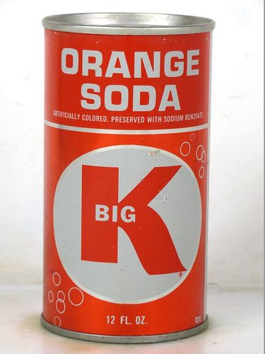 1968 Big K Orange Soda Cincinnati Ohio 12oz Ring Top Can 