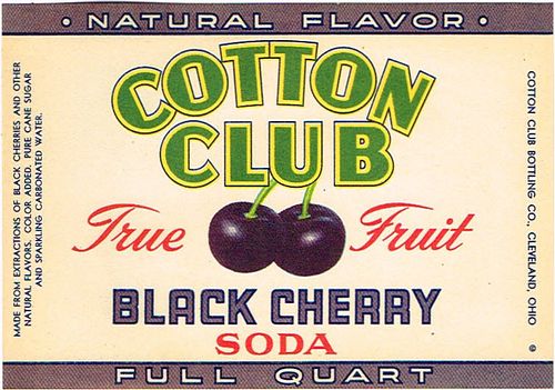 1940 Cotton Club Black Cherry Soda Cleveland Ohio 32oz One Quart Label 