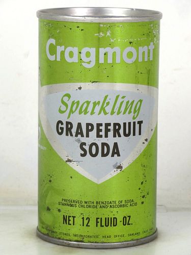 1969 Cragmont Grapefruit Soda Oakland California 12oz Ring Top Can 