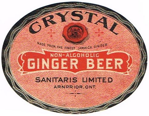 1920 Crystal Ginger Beer Santaris Arnprior Ontario Canada No Ref. Label 