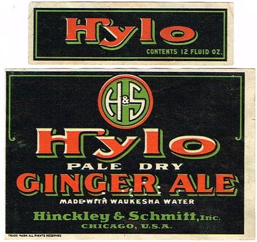 1920 Hylo Ginger Ale 12oz Label Chicago Illinois