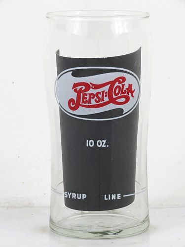 1950 Pepsi-Cola (10oz w/syrup line) 5¼ Inch Tall ACL Drinking Glass 