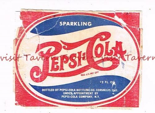 1947 Pepsi-Cola Double Dot Corvallis Oregon Label 