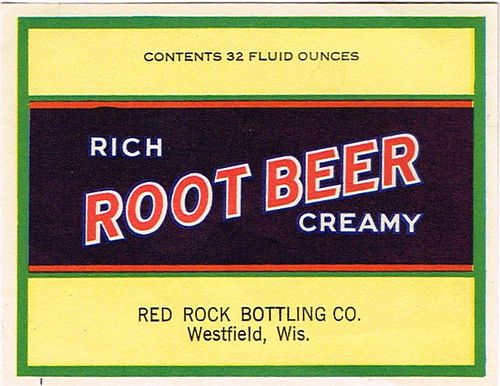 1940 Red Rock Root Beer Westfield Wisconsin 32oz One Quart Label 