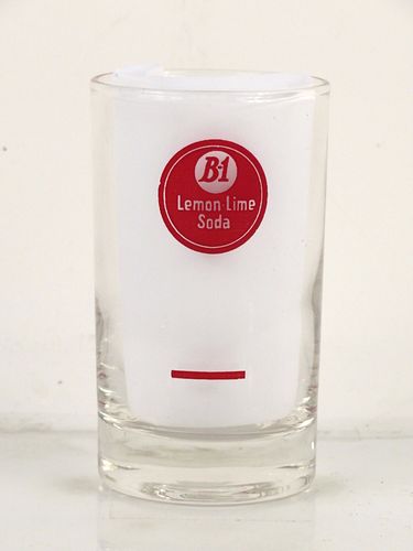 1955 B-1 Lemon Lime Soda (w/syrup line) 4 Inch Tall ACL Drinking Glass 