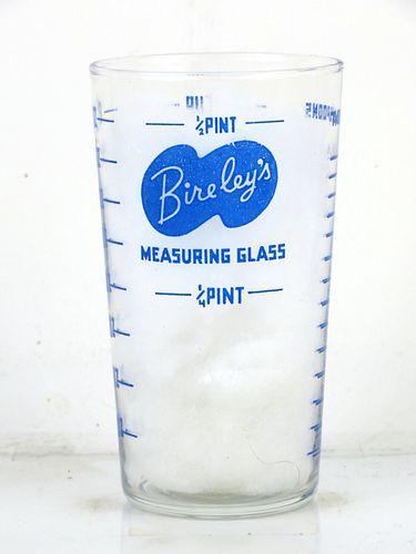 1950 Bireley's Beverages Measuring Glass 4¾ Inch Tall ACL Drinking Glass 