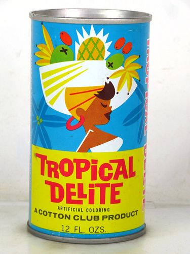 1968 Cotton Club Tropical Delite Soda "Ring Pull" Cleveland Ohio 12oz Ring Top Can 
