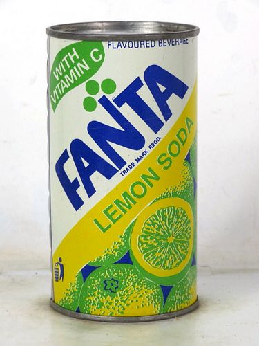 1970 Fanta Lemon Soda Aukland New Zealand (to Brazil?) 12oz Flat Top Can 