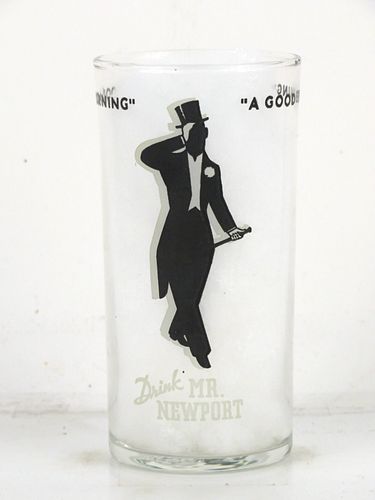 1950 Mr. Newport Beverages 4½ Inch Tall ACL Drinking Glass 
