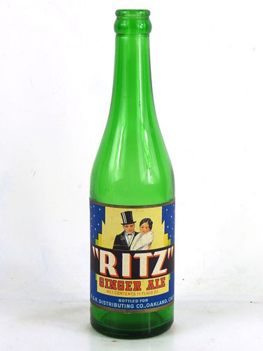 1943 Ritz Ginger Ale Oakland California 12oz Bottle 