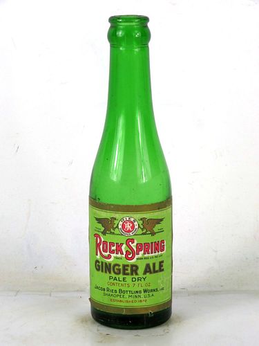 1935 Rock Spring Ginger Ale Jacob Ries Shakopee Minnesota 7oz Bottle 