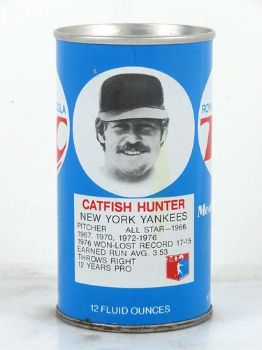 1977 Royal Crown RC Cola Catfish Hunter Yankees Baseball Detroit Michigan 12oz Ring Top Can 