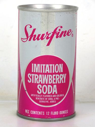 1969 Shurfine Strawberry Soda Northlake Illinois 12oz Ring Top Can 