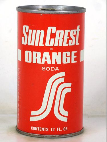 1970 Sun Crest Orange Soda Atlanta Georgia 12oz Juice Top Can 