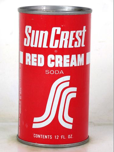 1970 Sun Crest Red Cream Soda Doraville Georgia 12oz Juice Top Can 