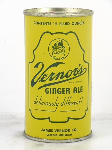 1959 Vernor's Ginger Ale Detroit Michigan 12oz Bank Top Can 
