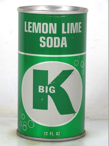 1968 Big K Lemon Lime Soda Wesco Cincinnati Ohio 12oz Ring Top Can 
