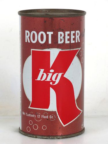 1961 Big K Root Beer 12oz Flat Top Can Geneva Ohio 