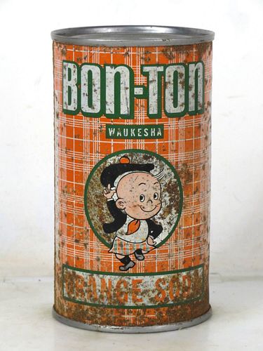1957 Bon-Ton Orange Soda Waukesha Wisconsin 12oz Flat Top Can 
