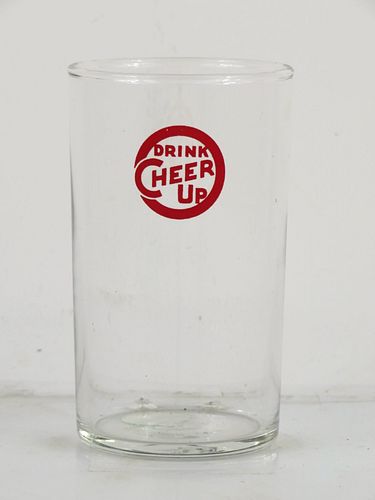 1940 Cheer Up 4 Inch Tall ACL Drinking Glass 