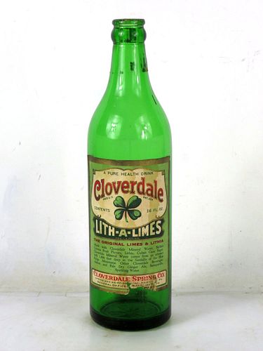 1918 Cloverdale Lith-A-Limes Soda Baltimore Maryland 16oz One Pint Bottle 