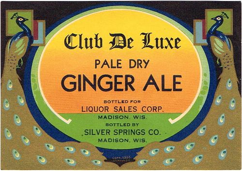 1950 Club De Luxe Ginger Ale Madison Wisconsin 12oz Label 
