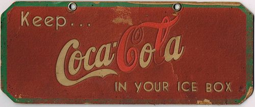 1920 Coca Cola Embossed Cardboard Sign 